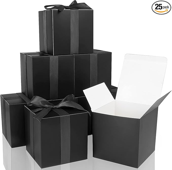 COTOPHER Small Gift Boxes 25 Pack 5x5x5 inches Black Gift Boxes by COTOPHER