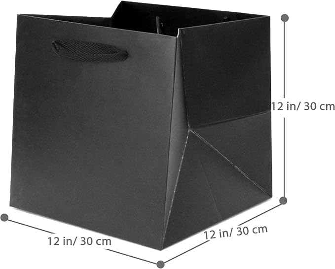 Black Paper Gift Bag 12 in Paper Gift Box Large Square Bottom Kraft Paper Bags - Image 2