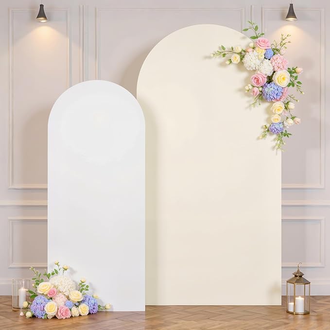 White and Beige Arch Backdrop Cover - Image 4
