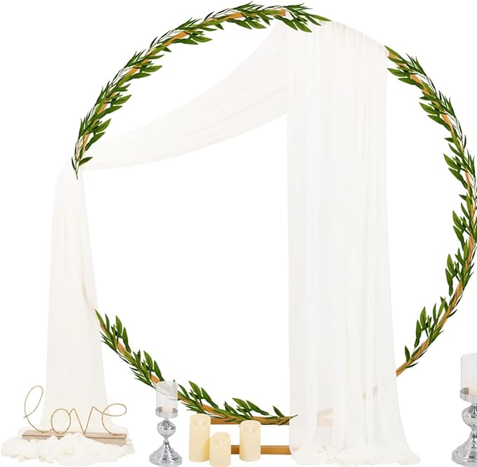 Socomi Ivory White Wedding Arch Draping Fabric 29" x 20Ft 1 Panel Sheer Outdoor - Image 2