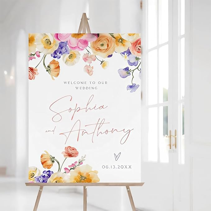 Floral Wedding Welcome Sign, Wildflower To Our Wedding Sign - Image 3