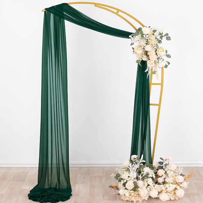 Socomi Wedding Arch Draping Fabric 29" x 20Ft 1 Panel Emerald Green Sheer - Image 5