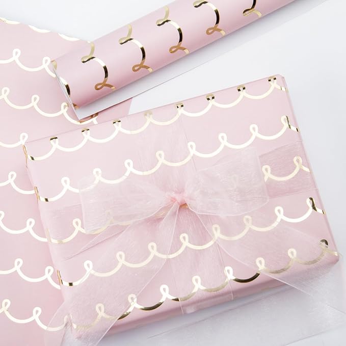 WRAPAHOLIC Pink Wrapping Paper Roll - Image 4