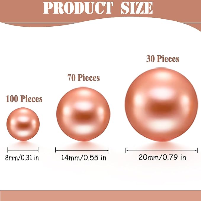 200 Pcs Vase Filler Beads Rosegold Pearl Beads - Image 3