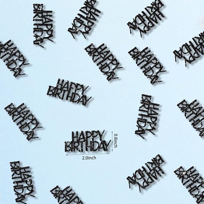 Black Happy Birthday Confetti Birthday Party Decorations Glitter Table Scatters - Image 4