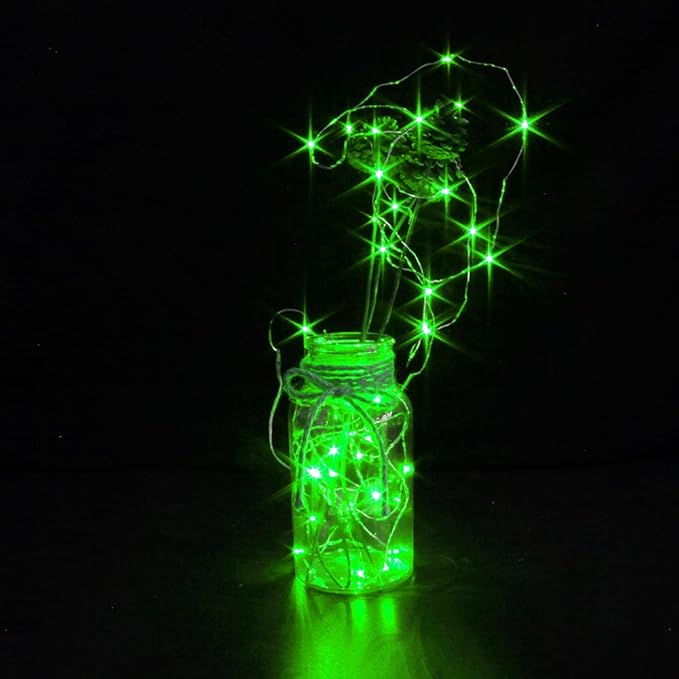 CYLAPEX 6 Pack Green Fairy Lights String Battery Operated Fairy Lights Firefly - Image 2