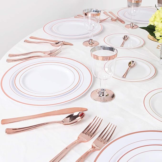 WDF 120 Pieces Rose Gold Plastic Silverware- Disposable Flatware - Image 5