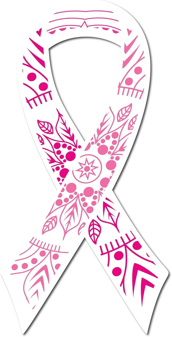 Magnet Me Up Breast Cancer Awareness Pink Mandala Ribbon Magnet Decal, 3.5x7 by MagnetMeUp