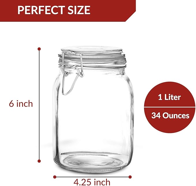 Set of 3 Mason Jars with Lid | Airtight Glass Storage Containers - Image 2