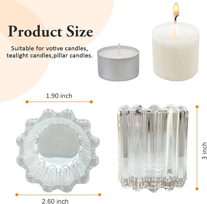 GOLDEAL 24Pcs Clear Glass Votive Candle Holders, Heavy-Duty Extra Thick - Image 2