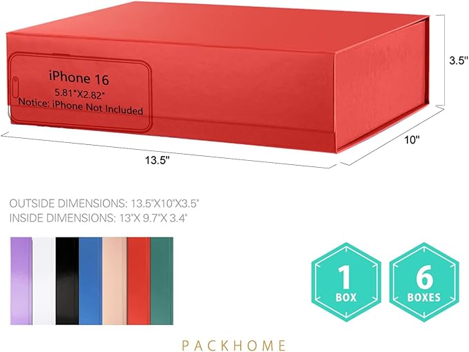 PACKHOME Large Gift Box 13.5x10x3.5 Inches, Sturdy Shirt Box - Image 2