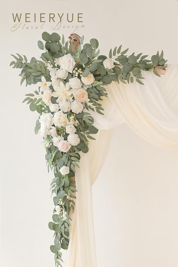 Deluxe White Artificial Wedding Arch Flowers - Image 3