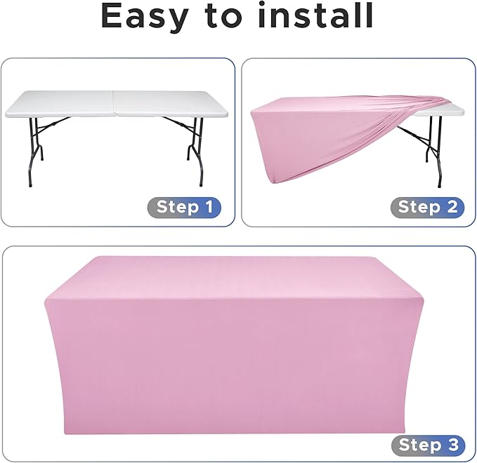 Nasitos Pink Rectangular Spandex Fitted Tablecloths, 2 Pack - Image 4