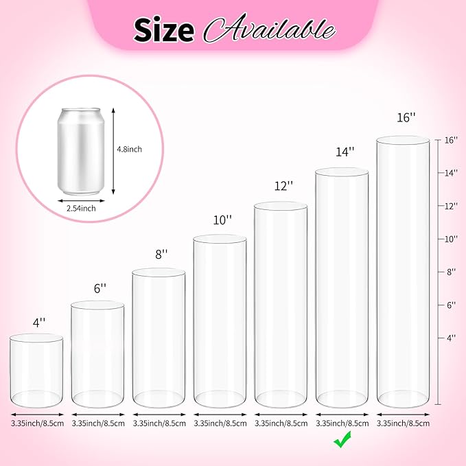 12Pack Glass Cylinder Vases for Centerpieces - Image 3