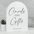 White Arch Acrylic Wedding Sign- 8"x10" Cards and Gifts Sign and Base, 1/8" by JINMURY