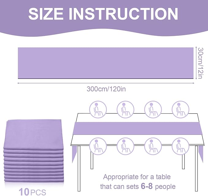 10 Pack 10ft Light Purple Chiffon Table Runners Wedding Table Runner Sheer - Image 2