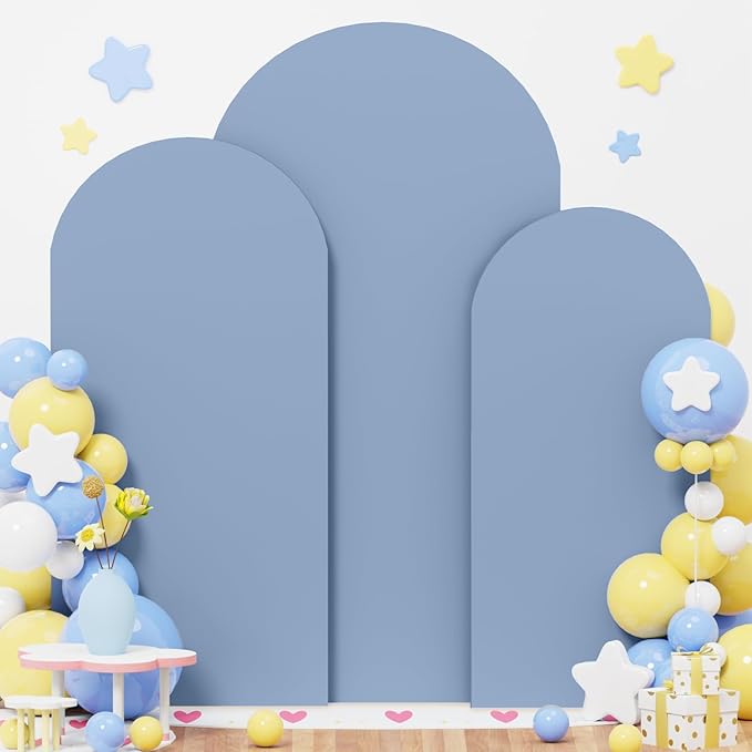 Arch Backdrop Stand and Cover Set of 3 6FT 6.6FT 7.2FT Dusty Blue Spandex Arch - Image 4