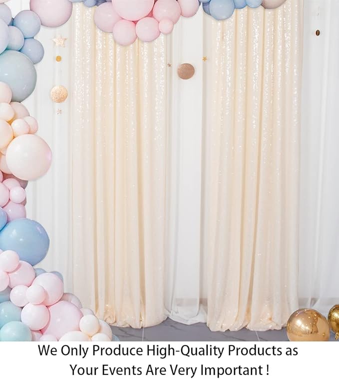 ShiDianYi Sequin-Backdrop Ivory 2 Panels 4FTx6FT Sparkle Wedding & Birthday - Image 2