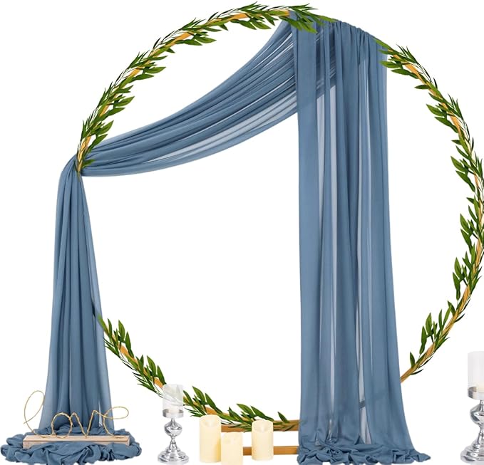 Socomi Wedding Arch Draping Fabric 29" x 20Ft 4 Panels Dusty Blue Sheer Outdoor - Image 4