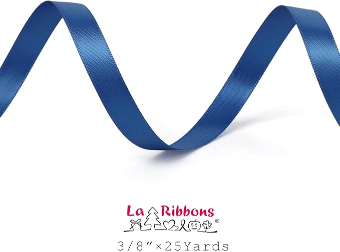 LaRibbons 3/8 Inch 25 Yard Double Faced Satin Ribbon, Royal Blue Small Satin - Image 5