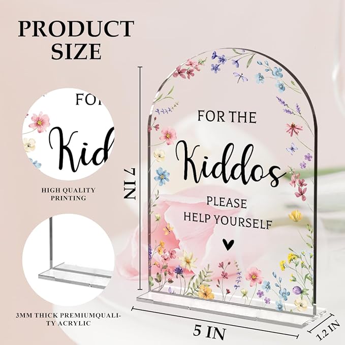 Wedding Sign，For The Kiddos Wedding Sign, Weddings Supplies 5x7 Inch, Kids - Image 2