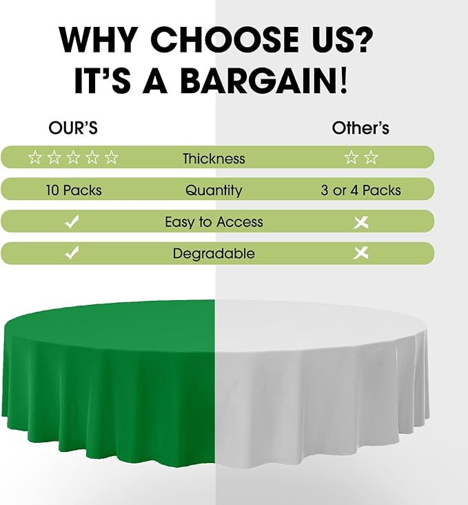 Pureegg Plastic Table Cloth Disposable 10 Pack, St Patricks Day, Christmas - Image 3