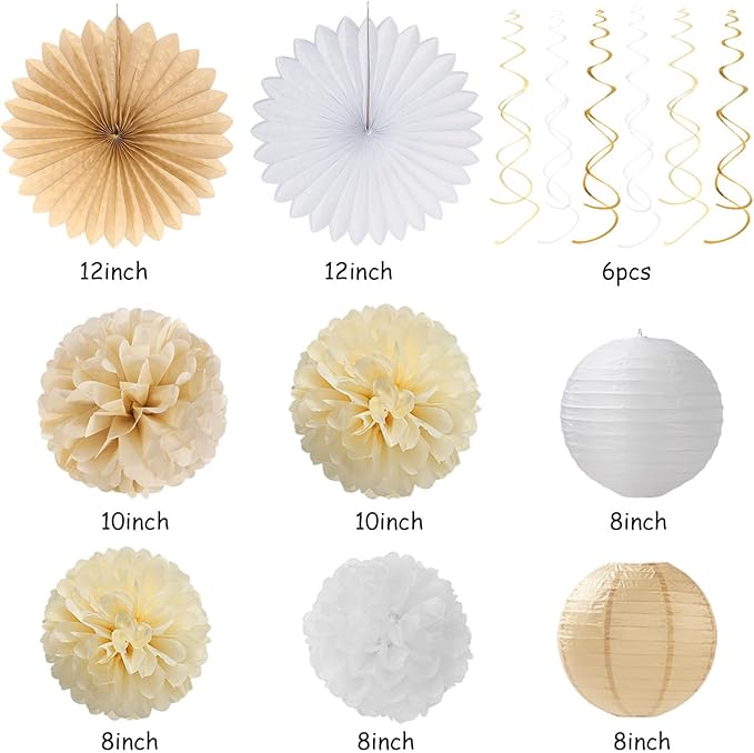 Champagne Gold White Bridal-Shower Party-Decorations - Image 3