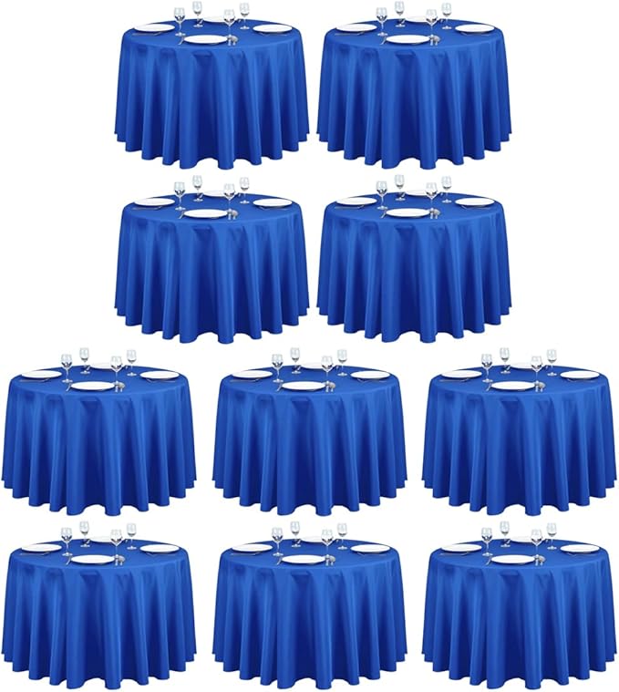 LTC LINENS 10 Pack 108 Inch Round Tablecloths Royal Blue by LTCLINENS