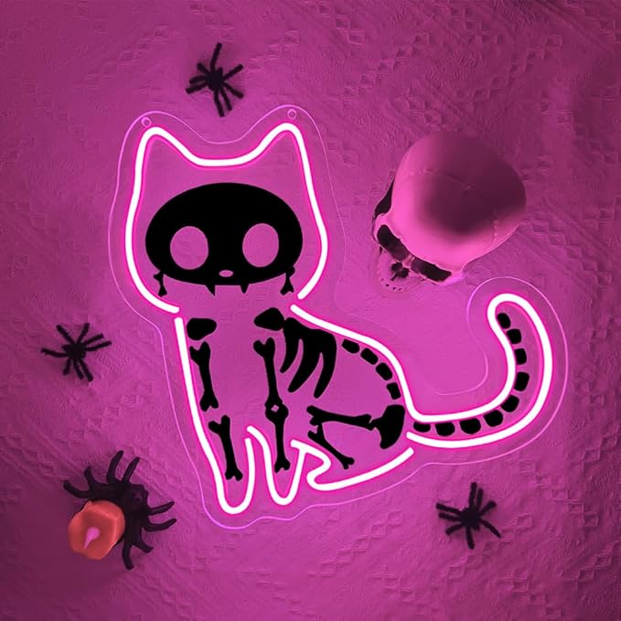 Cat Neon Sign, Halloween Backdrop - Image 2