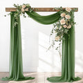 Olive Green Fall Elegant Arch Draping Fabric 2 Panels Outdoor 29" × 20Ft Sheer by Santaben