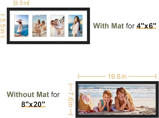Vittanly 8x20 Collage Picture Frame, Displays 4Pcs 4x6 Pictures - Image 5