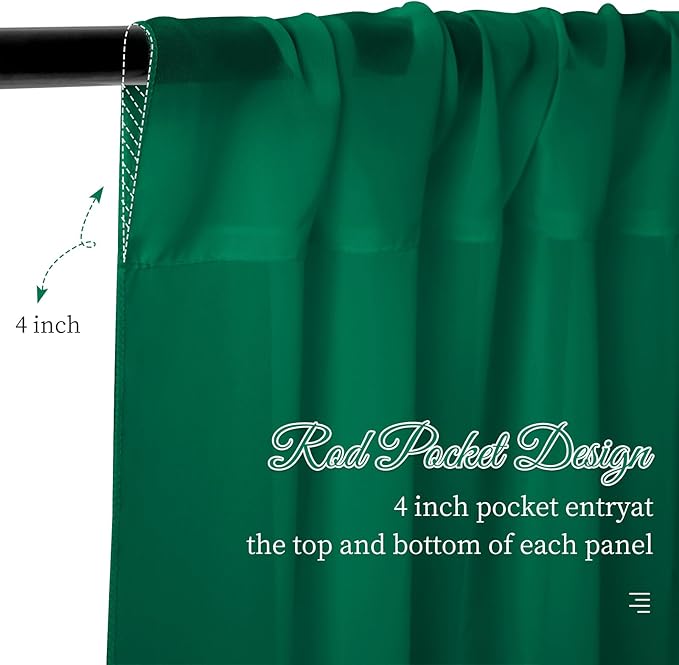 6 Panels Emerald Green Wedding Ceiling Drapes 5ftx30ft Ceiling Drapes Chiffon - Image 6