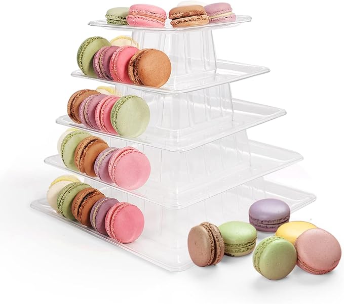 5 Tiers Square Macaron Tower Stand Cake Display Rack Cupcake Stand Desserts by kithing