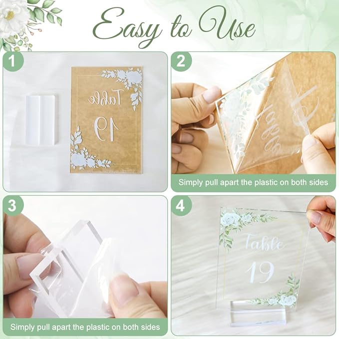 OurWarm White Rose Acrylic Wedding Table Numbers 1-20, 4x6 Inch Printed - Image 6
