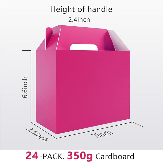 XAGLVV 24Pack Hot Pink Party Favor Treat Box Packs, 7 * 3.5 * 6.6 Inch Goodie - Image 2