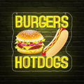 Hot Dogs Burgers Neon Signs for Wall Decor, Hot Dogs Led Neon Sign Party by Unknown