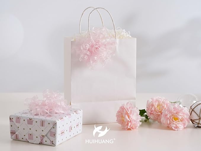 HUIHUANG Pink Bows for Gift Wrapping Pink Curly Gift Bows 5 inch x 8 Counts - Image 8