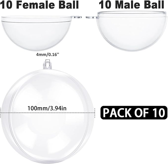 Jishi 10pk Clear Plastic Christmas Ornaments - Image 2