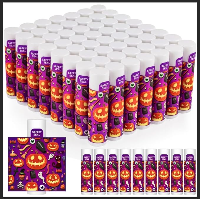 DMSKY 60 Pcs Halloween Lip Balm Bulk, Halloween Party Favors Halloween Treat by DMSKY