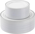 100PCS Silver Plastic Plates Set, 50 10.25 inch Dinner Plate and 50 7.5 inch by BESTSTAR