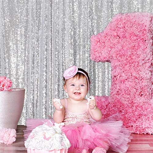 Eternal Beauty Silver Sequin Backdrop, 4x7 Ft Glitter Background Curtains - Image 7