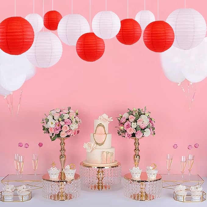 12Pcs Round Paper Lanterns Assorted Sizes - Image 6
