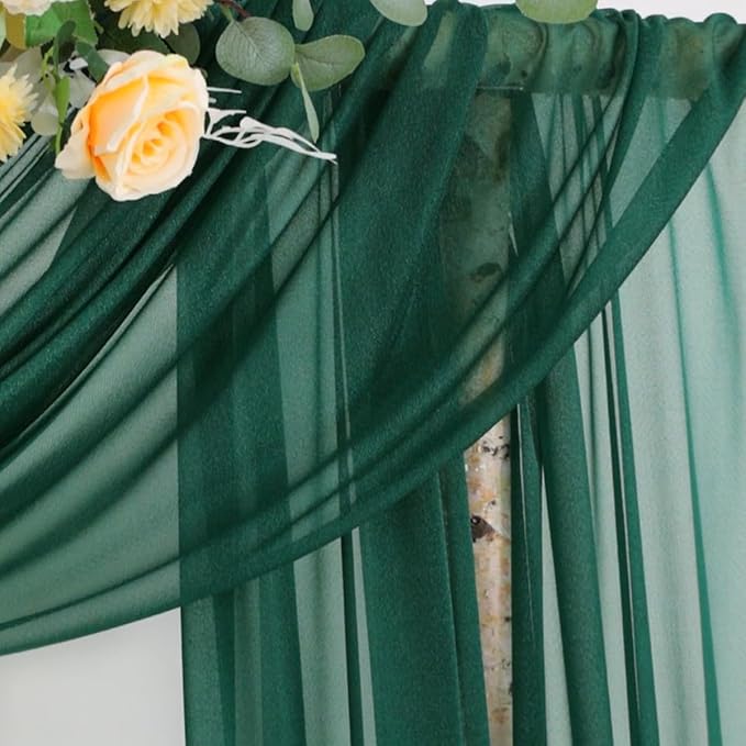 Fall Emerald Green 2 Panels Wedding Arch Draping Fabric 29" x 20Ft Sheer Drapes - Image 5
