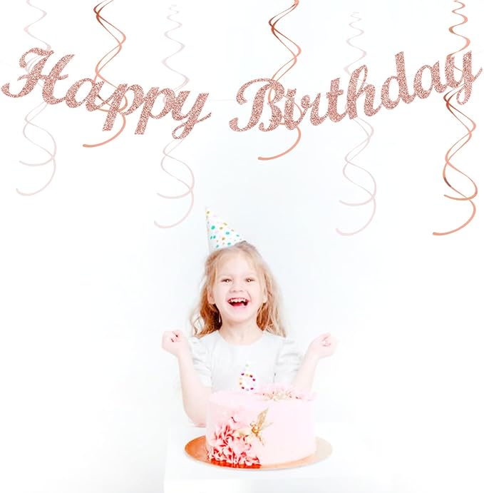 Pink White Rose-Gold Birthday Party-Decorations - Image 5