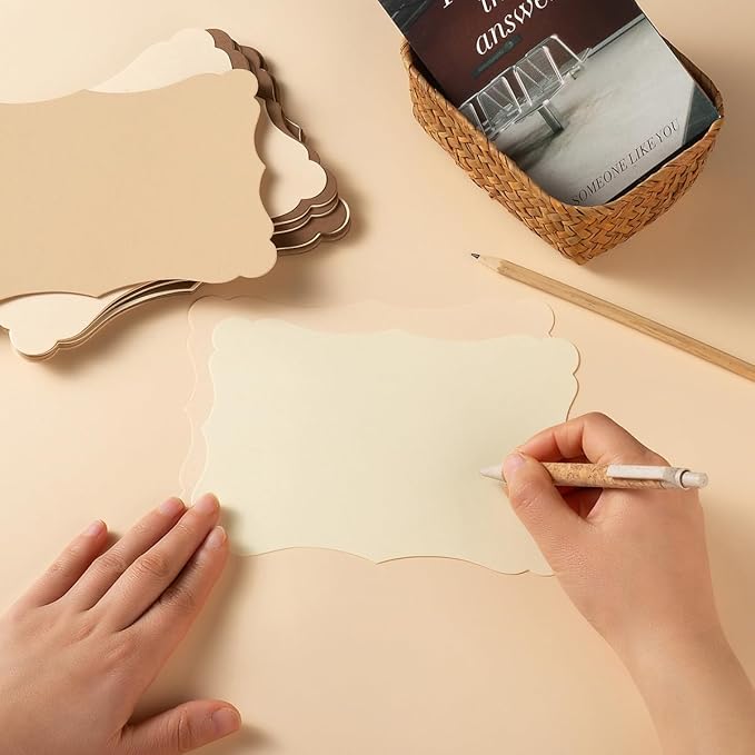 50 Pack Blank Kraft Cards Cardstock Thick Paper Brown Greeting Cards - Image 6
