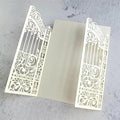 MillaSaw Pearl Ivory Laser Cut Wedding Invitation Card Fence Design by MillaSaw