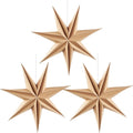 3PCS 12inch 7-Pointed Natural Paper Star Landerns Hanging Decoration Set by EasyJoy