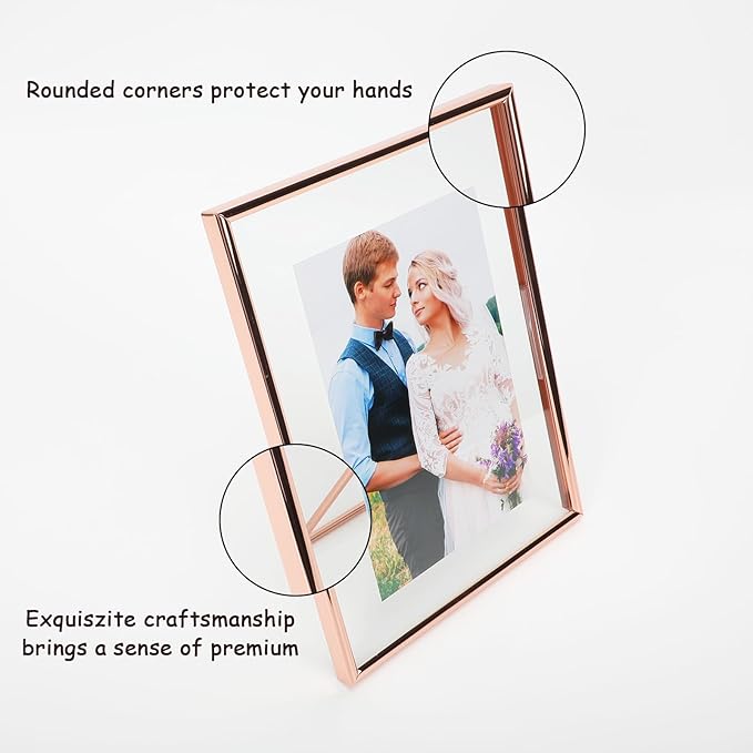 6"x8" Rose Gold Heart Floating Frame, - Image 4