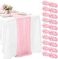10 Pack Pink Cheesecloth Table Runner -21*120Inch Long Boho Wedding Table Decor by MIRRASMIRROR