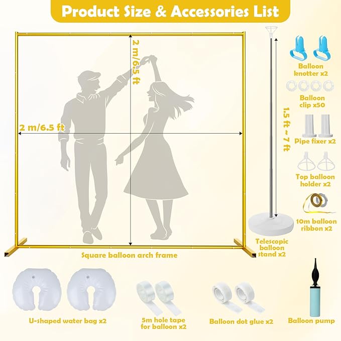 Wedding Arch Backdrop Stand 6.5FT Metal Backdrop Stand - Image 3